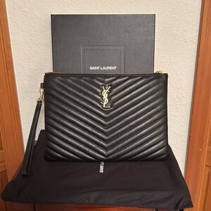 Yves Saint Laurent Monogram Medium pouch, authentic, like new condition!